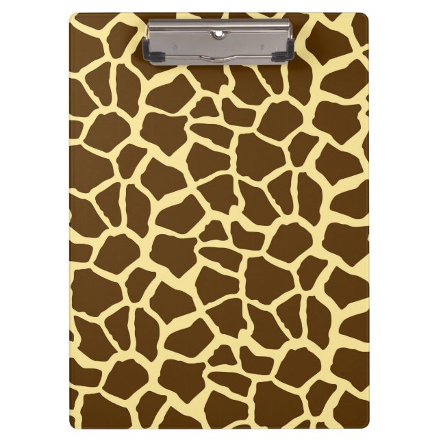 Yellow and Brown Giraffe Animal Print Clipboard (Front)