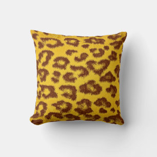 Yellow and Brown Leopard Print Cushion