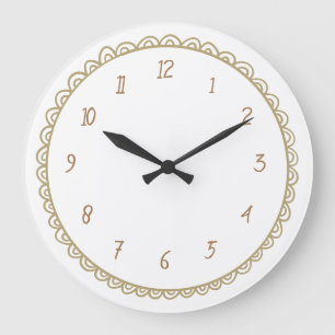 Yellow and Brown Minimalist Hand Drawn Doodle Large Clock
