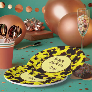 Yellow And Brown Pansies Mothers Day, Paper Plate