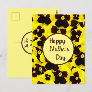 Yellow And Brown Pansies Mothers Day, Postcard