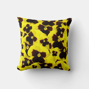 Yellow and Brown Pansies: Warm Elegance in Bloom Cushion