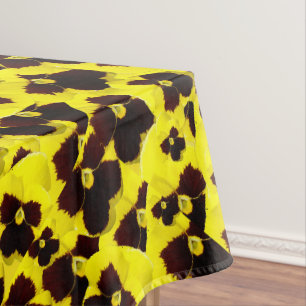 Yellow and Brown Pansies: Warm Elegance in Bloom Tablecloth