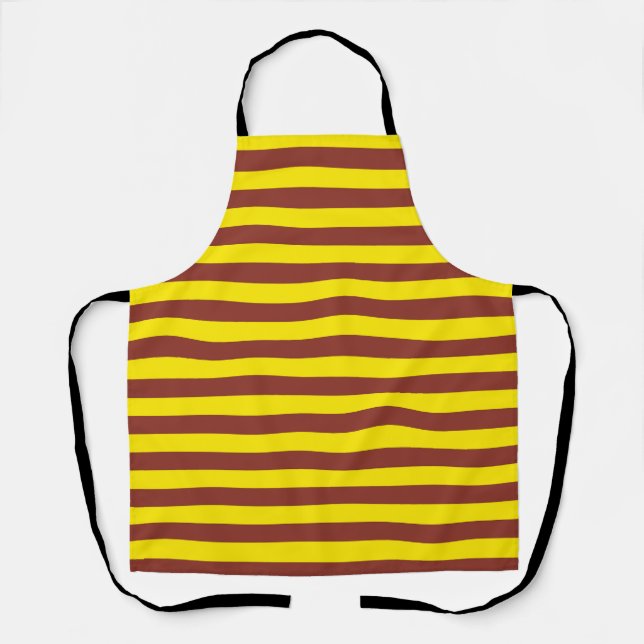 Yellow and Brown Stripes Design Apron (Front)