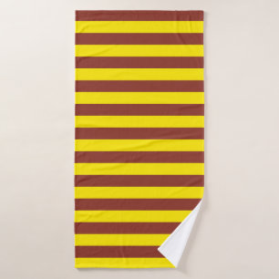 Yellow and Brown Stripes Design Bath Towel