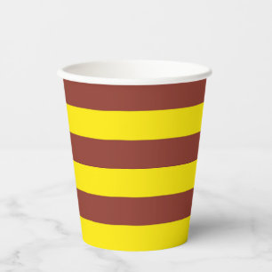 Yellow and Brown Stripes Design Paper Cups