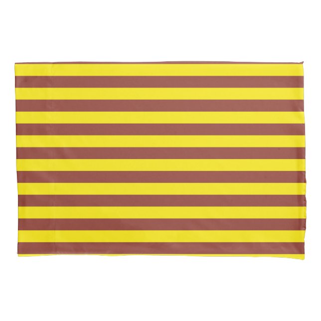 Yellow and Brown Stripes Design Pillowcase (Front)