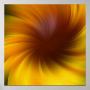 Yellow And Brown Whirlpool Abstract Art  Poster