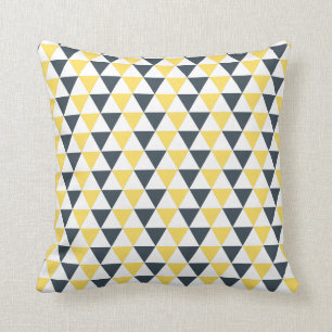Yellow and Charcoal Triangles Pattern Cushion