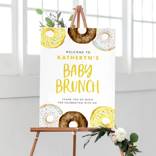 Yellow and Chocolate Doughnuts Baby Brunch Welcome Poster (Creator Uploaded)