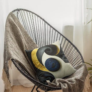 Yellow and Cream Abstract Art Design Contemporary Cushion