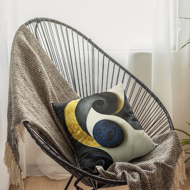 Yellow and Cream Abstract Art Design Contemporary Cushion (Creator Uploaded)