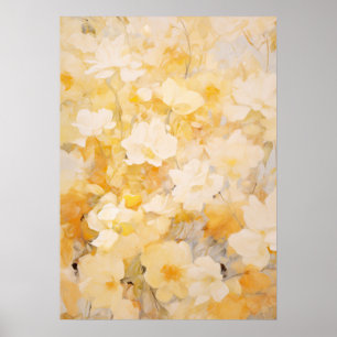 Yellow and Cream Abstract Floral  Poster
