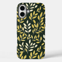 Yellow and Cream Leafy Branches Pattern