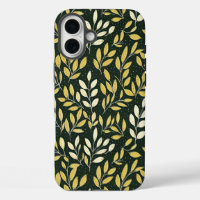 Yellow and Cream Leafy Branches Pattern