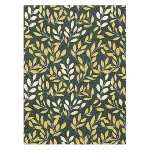 Yellow and Cream Leafy Branches Pattern Tablecloth