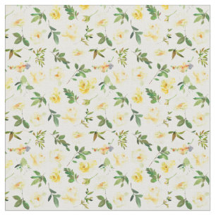 Yellow and Cream Roses Floral Pattern Cotton  Fabric
