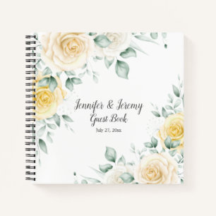Yellow and Cream Roses Guest Book