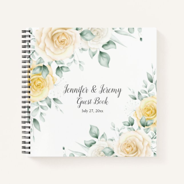 Yellow and Cream Roses Guest Book (Front)