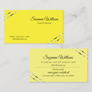 Yellow and Cream with Silver Lines Classy Elegant Business Card
