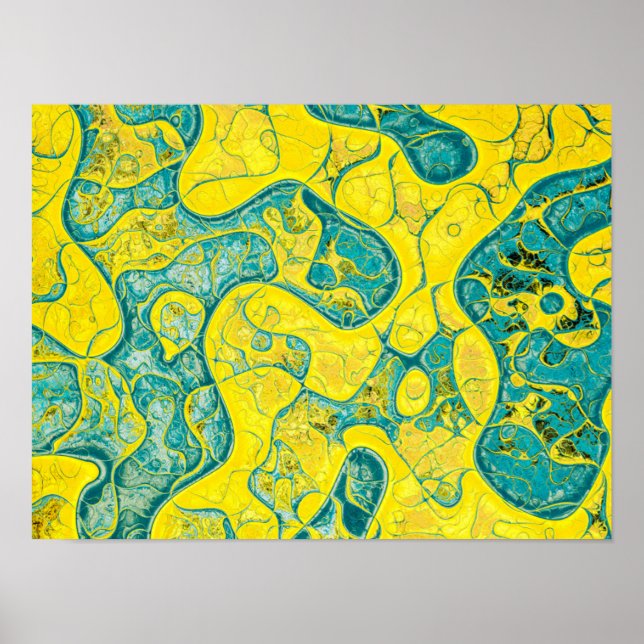 Yellow and cyan abstract pattern poster (Front)