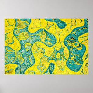 Yellow and cyan abstract pattern poster