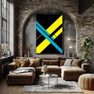 Yellow and Cyan X Bauhaus Minimalist Design Poster