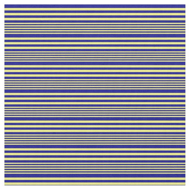 Yellow and Dark Blue Coloured Stripes Fabric (Close Up)