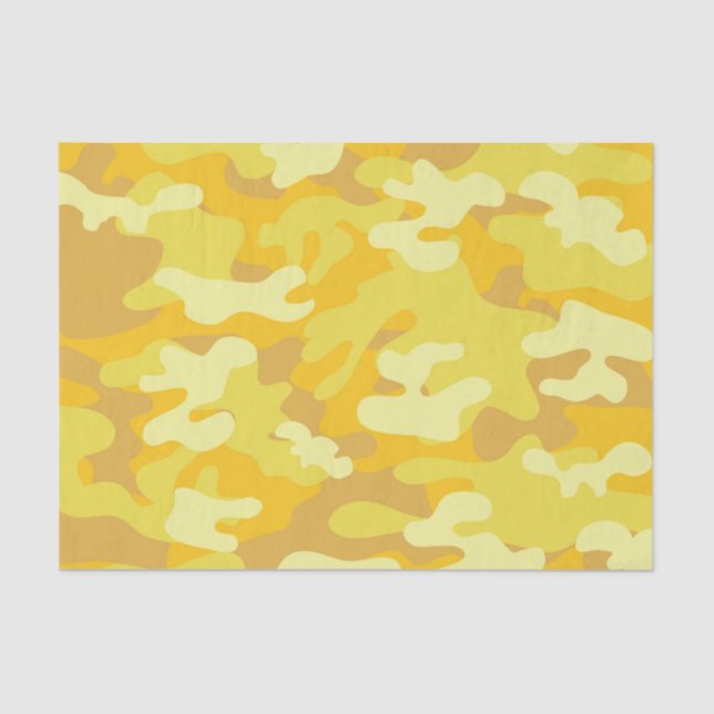 Yellow and Gold Camo Design Tissue Paper (Front)