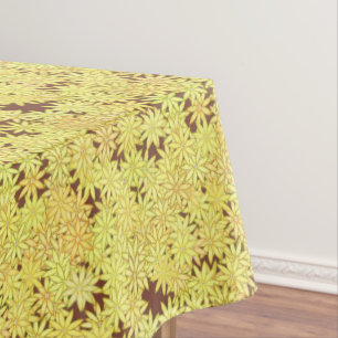 Yellow and gold Daisies on Chocolate Brown Tablecloth