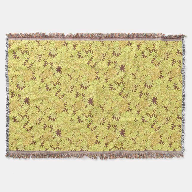 Yellow and gold Daisies on Chocolate Brown Throw Blanket (Front)