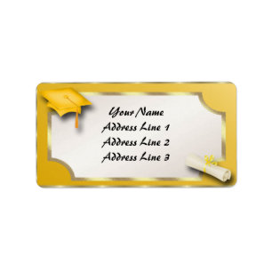 Yellow and Gold Grauation Address Labels