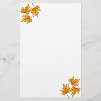 Yellow and gold maple leaves stationery