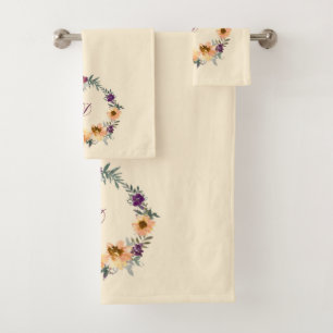 Yellow and Gold Sunflowers Pale Yellow Background  Bath Towel Set