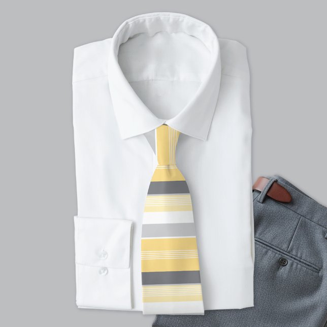 Yellow and Gray Horizontal Stripes Neck Tie (Creator Uploaded)