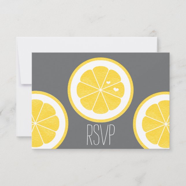 YELLOW AND GRAY LEMOM THEMED RSVP RESPONSE CARDS (Front)