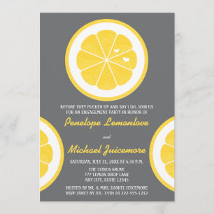 YELLOW AND GRAY LEMON THEMED ENGAGEMENT PARTY INVITATION