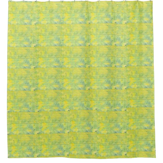 Yellow and Green Abstract Design Shower Curtain (Front)