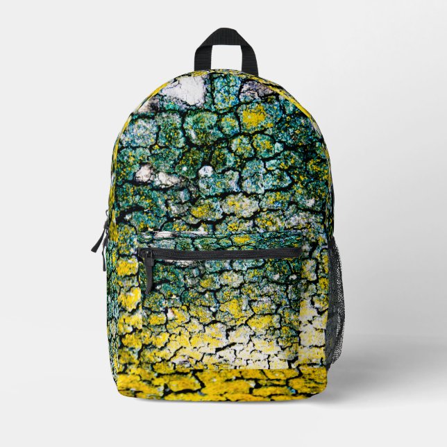 Yellow and Green Abstract Printed Backpack (Front)