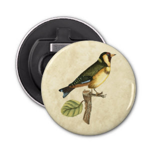Yellow and Green Bird Perched on a Little Branch Bottle Opener