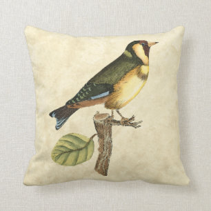Yellow and Green Bird Perched on a Little Branch Cushion