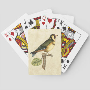 Yellow and Green Bird Perched on a Little Branch Playing Cards