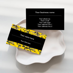 Yellow and Green Camo, Camouflage, Military, Army Business Card