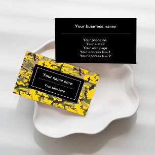 Yellow and Green Camo, Camouflage, Military, Army Business Card