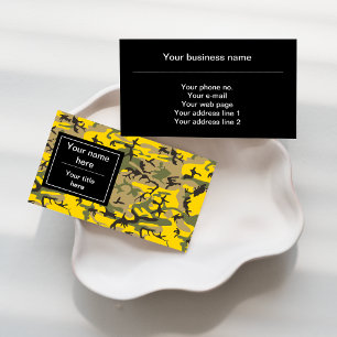 Yellow and Green Camo, Camouflage, Military, Army Business Card
