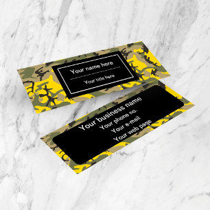 Yellow and Green Camo, Camouflage, Military, Army Mini Business Card