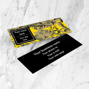 Yellow and Green Camo, Camouflage, Military, Army Mini Business Card