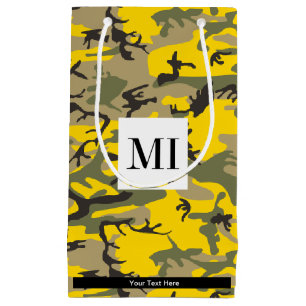 Yellow and Green Camo, Camouflage, Military, Army Small Gift Bag