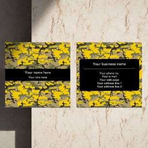 Yellow and Green Camo, Camouflage, Military, Army Square Business Card