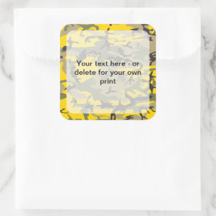 Yellow and Green Camo, Camouflage, Military, Army Square Sticker